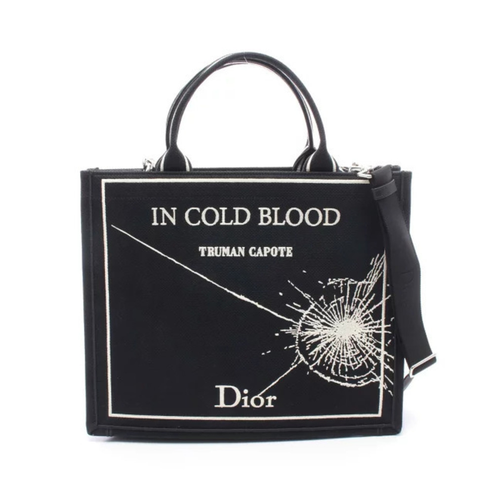 Christian Dior BOOK TOTE Bag Canvas Black White